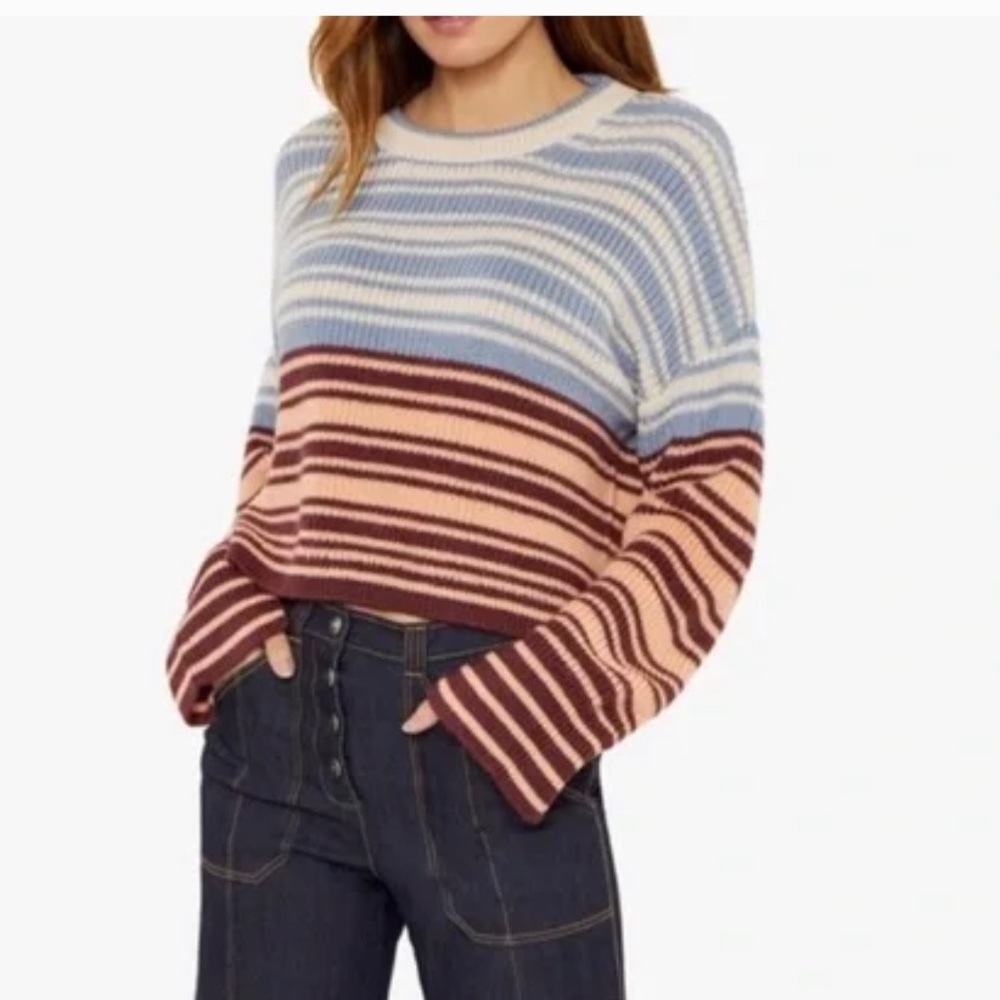 CINQ A SEPT Malia Striped Oversized Pullover Sweater L NWT